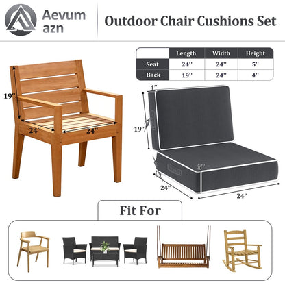 24X24 Inch Set Outdoor Deep Seat Patio Chair Cushions Waterproof Patio Cushions