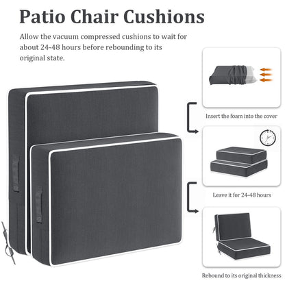 24X24 Inch Set Outdoor Deep Seat Patio Chair Cushions Waterproof Patio Cushions
