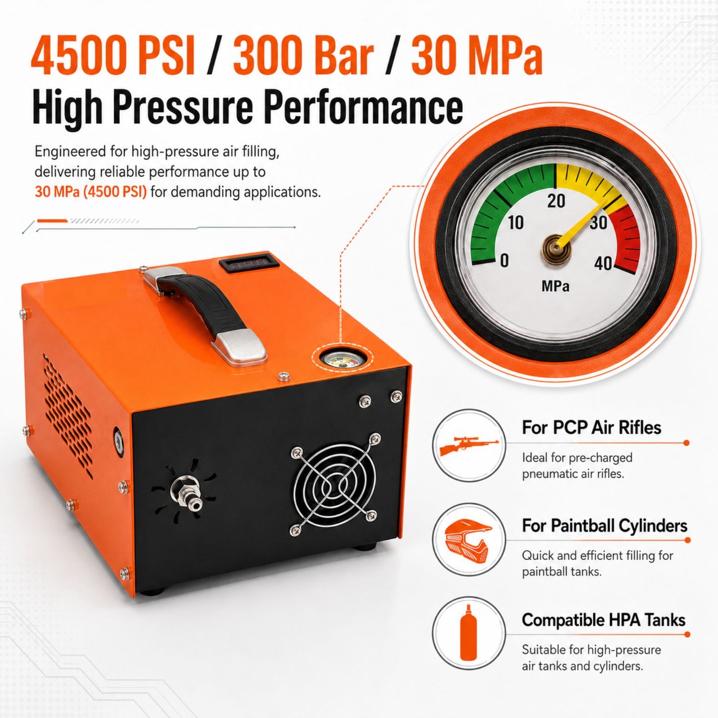 30MPa PCP Air Compressor Electric High Pressure Airgun 4500PSI Paintball Pumps