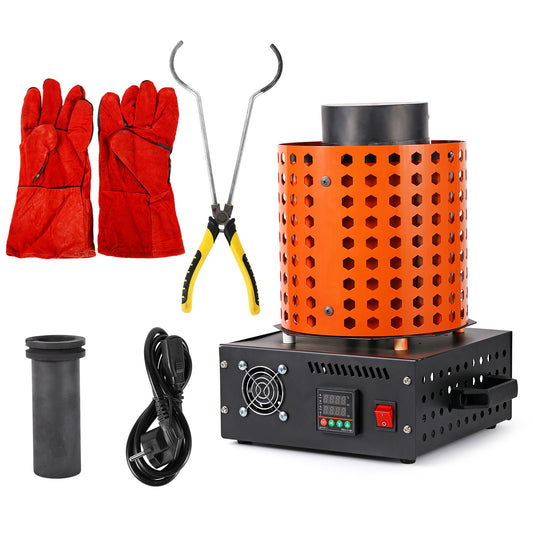 1750W Electric Melting Furnace 3KG Metal Gold Silver Copper Smelter Crucible