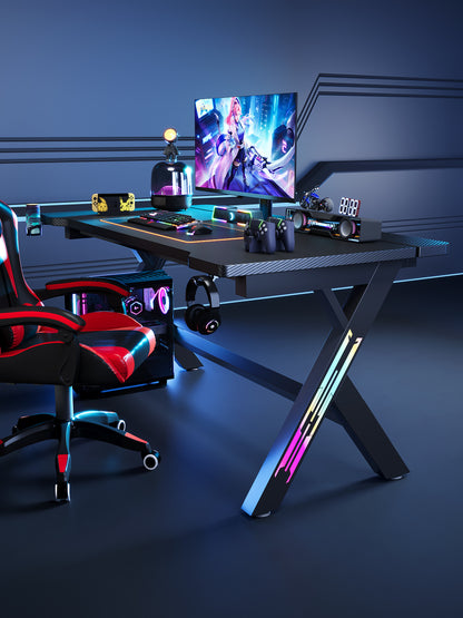 47/55/63 Inch Gaming Desk with LED RGB Ergonomic Computer Table Gamer Desk
