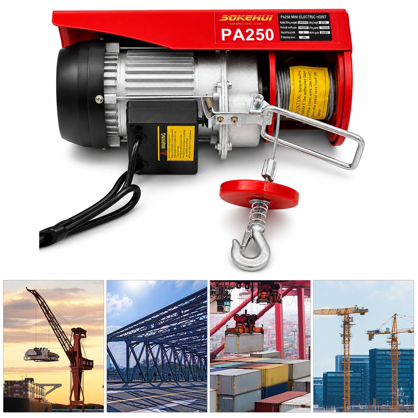 250KG 550lbs Mini Electric Hoist Small Hoist Mini Crane Lifting Winch Crane