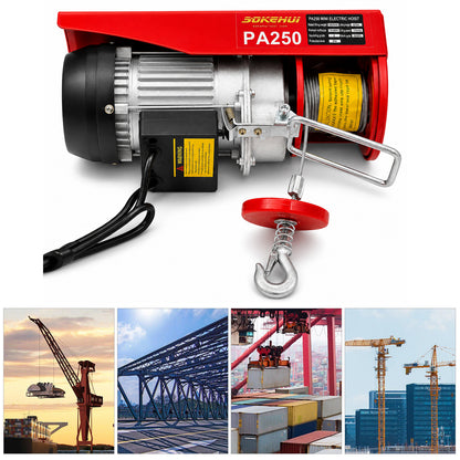 250KG 550lbs Mini Electric Hoist Small Hoist Mini Crane Lifting Winch Crane